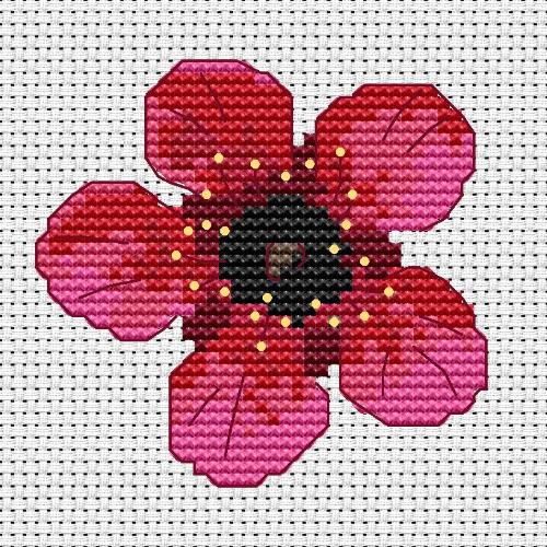 Tea Tree Blossom counted cross stitch PDF pattern